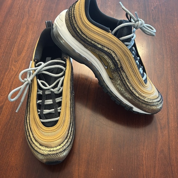 Nike Air Max 97 Woman’s Gold and Black Sneakers - Picture 1 of 12